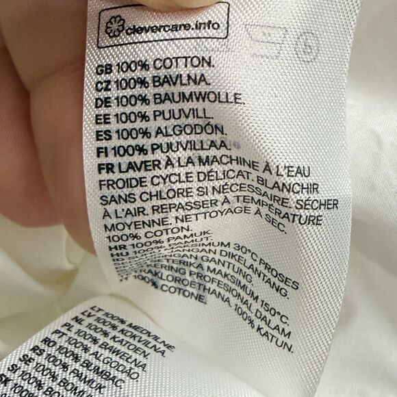 NEW H&M Women’s Large White Poplin Cotton Wrap Waist Belt Tie Blouse Top - Picture 8 of 9